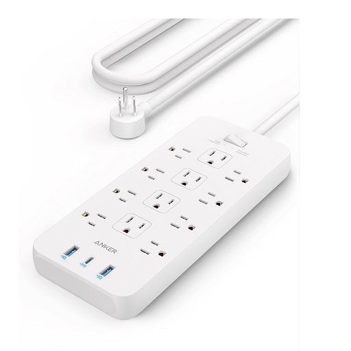 Anker Power Strip Surge Protector (2100J), 12 Outlets with 1 USB-C and 2 USB Ports for Multiple Devices, 5ft, Flat Plug, 20W Power Delivery Charging  TUV Listed Only $27.99