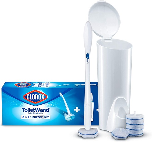 Clorox Toilet Wand Disposable Toilet Cleaning Kit, Toilet Brush, Toilet and Bathroom Cleaning System with Storage Caddy and 6 Disinfecting ToiletWand Refill Heads $10.77 free shipping