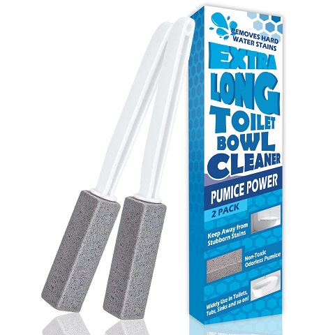 [2 Pack] Pumice Stone for Toilet Cleaning, Pumice Cleaning Stone Toilet Bowl with Extra Long Handle for Removing Toilet Bowl Ring, Pool, Bathroom,Toilet Brush, Tiles & BBQ Grills, Now Only $7.99