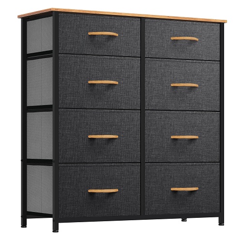 YITAHOME Dresser for Bedroom, Tall Dresser with 8 Drawers, Storage Tower with Fabric Bins, Chest of Drawers for Closet & Living Room - Sturdy Steel Frame, Wooden Top Dark Grey  Only $56.24