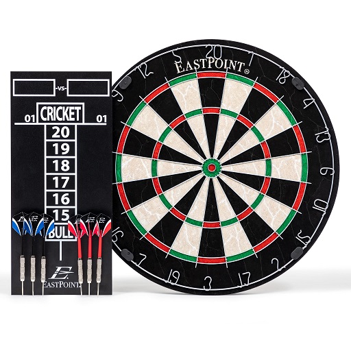 EastPoint Sports Official Size Dart Board Set with Dart Scoreboard & Accessories - Includes 6 18g Steel Tip Darts and Easy-Hang Hardware Kit Only $18.81