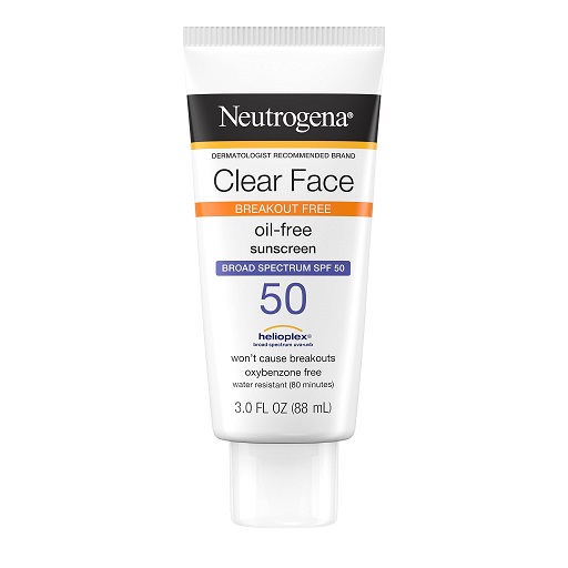Neutrogena Clear Face Liquid Lotion Sunscreen for Acne-Prone Skin, Broad Spectrum SPF 50 UVA/UVB Protection, Oil-, Fragrance- & Oxybenzone-Free Facial Sunscreen,  3 fl. oz,   Only $7.43