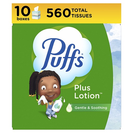 史低价！Puffs Plus Lotion面巾纸，56张/盒，共10盒，原价$16.85，现点击coupon后仅售 $10.14，免运费