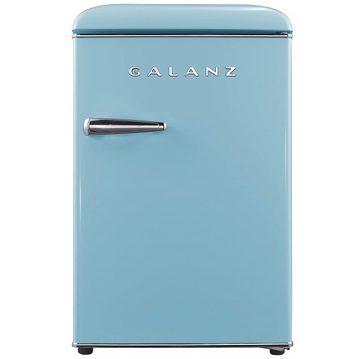 Galanz GLR25MBER10 Retro Compact Refrigerator, Mini Fridge with Single Doors, Adjustable Mechanical Thermostat with Chiller, Blue, 2.5 Cu Ft Only $126.99