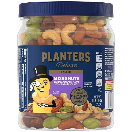 PLANTERS Deluxe Mixed Nuts with Cashews, Almonds, Pecans, Pistachios, Hazelnuts & Sea Salt, 34 oz. Container,  Now Only $9.48