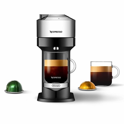 Nespresso Vertuo Next Deluxe Coffee and Espresso Machine by De'Longhi, Pure Chrome Machine Only Chrome, List Price is $209, Now Only $120.57
