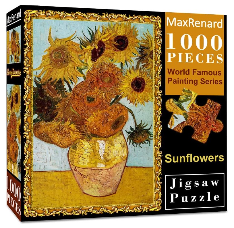 MaxRenard Game Jigsaw Puzzle 1000 Pieces and Up for Adult Fine Art Collection Toy Van Gogh Sunflowers