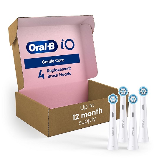 仅限部分用户！Oral-B IO系列电动牙刷 温和护理替换刷头，4支装，原价$32.24，现点击coupon后仅售$21.36，免运费！