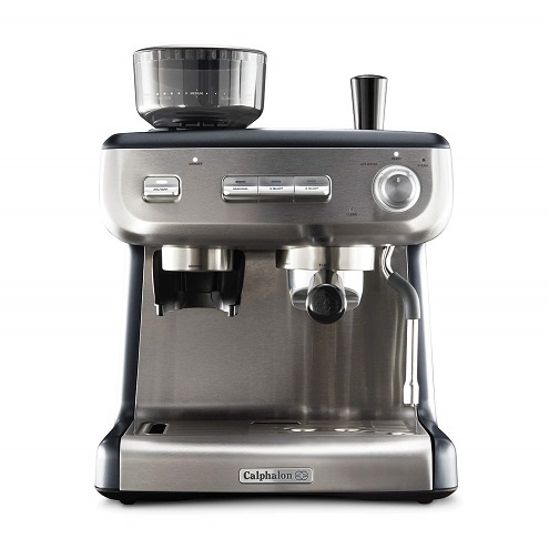 Calphalon BVCLECMPBM1 Espresso Machine with Coffee Grinder, Tamper, Milk Frothing Pitcher, and Steam Wand, Temp iQ 15 Bar Pump, Stainless Steel Temp iQ w/Burmill Grinder Only $360.60