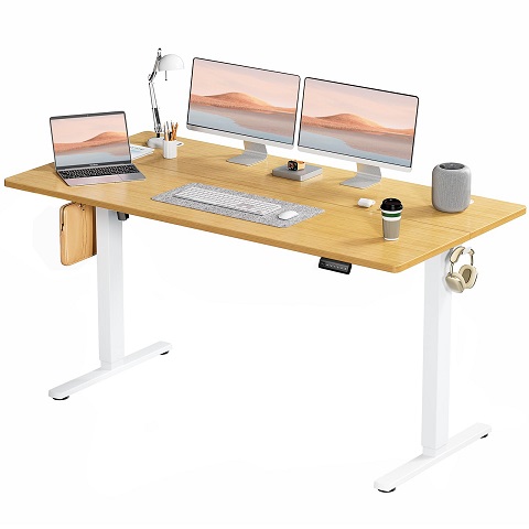 SMUG Electric Standing Desk with Memory Preset, Ergonomic Height Adjustable Table with T-Shaped Metal Bracket Modern Computer Workstations for Home Office, 6324, Natural Natural 63*24,  Only $117.72