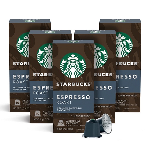 史低价！Starbucks星巴克 Nespresso 深度烘焙 浓缩咖啡胶囊，50粒，现仅售$24.22，免运费
