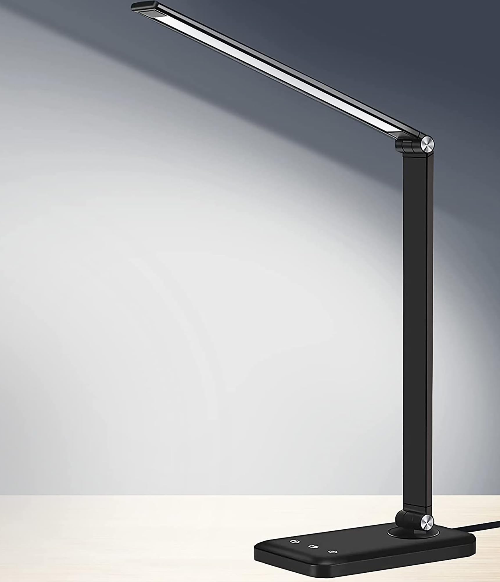 AFROG Multifunctional LED Desk Lamp with USB Charging Port, 5 Lighting Modes,5 Brightness Levels, Sensitive Control, 30/60 min Auto Timer, Eye-Caring Office Lamp，5000K,8W Black 3.0,  Only $9.97