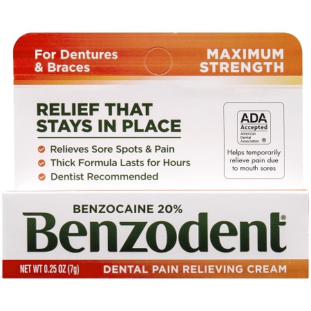Benzodent Dental Pain Relieving Cream for Dentures and Braces, Topical Anesthetic, 0.25 Ounce Tube, List Price is $5.99, Now Only $1.81