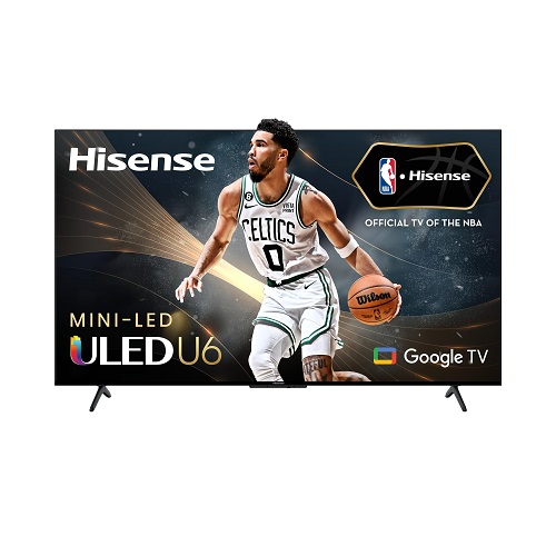 Hisense 55-Inch Class U6 Series ULED Mini-LED Google Smart TV - Quantum Dot Color, 600-Nit Dolby Vision IQ, Game Mode Plus, Hands Free Voice Control, Compatible with Alexa (55U6K), Only $398