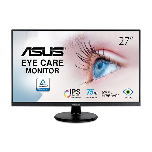ASUS 27” 1080P Monitor (VA27DQ) - Full HD, IPS, 75Hz, Speakers, Adaptive-sync/FreeSync™, Low Blue Light, Flicker Free, VESA Mountable, Frameless, HDMI, VGA, DisplayPort, Only $109.00