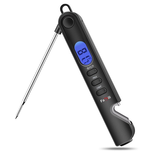 Famili Instant Read Meat Thermometer for Cooking and Grilling, Kitchen Gadgets, Ultra Fast with Backlight, Magnet, Calibration, and Foldable Probe for Kitchen, Outdoor Grilling and BBQ, Only $5.75