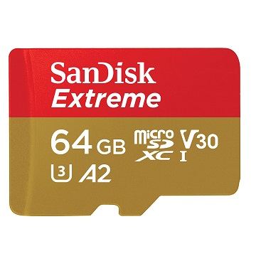 SanDisk 64GB Extreme microSDXC UHS-I Memory Card with Adapter - Up to 170MB/s, C10, U3, V30, 4K, 5K, A2, Micro SD Card - SDSQXAH-064G-GN6MA 64GB Memory Card Only, Only $9.99