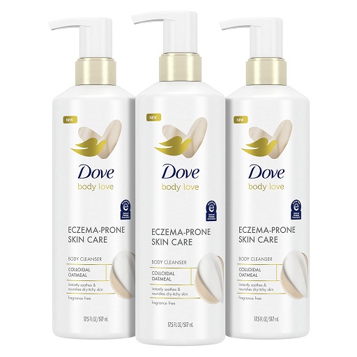 Dove Body Love Body Cleanser Eczema-Prone Skin Care Colloidal Oatmeal 3 Count Fragrance Free Body Wash Instantly Soothes & Nourishes Dry-Itchy Skin 17.5 FO, List Price is $29.97, Now Only $23.91