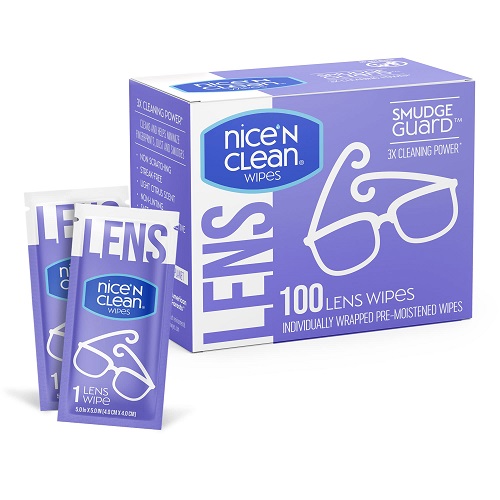 Nice 'n Clean SmudgeGuard Lens Cleaning Wipes (100 Total Wipes) | Pre-Moistened Individually Wrapped Wipes | Non-Scratching & Non-Streaking |  Only $4.73