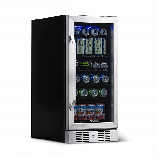 NewAir Beverage Refrigerator Cooler with 96 Can Capacity - Mini Bar Beer Fridge with Reversible Hinge Glass Door - Cools to 34F - ABR-960 - Stainless Steel,  Only $378.47