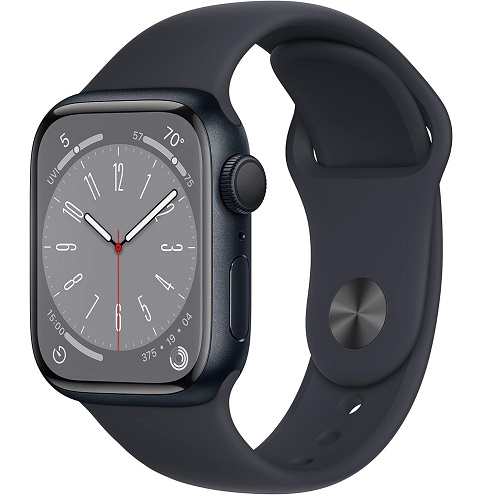 Apple Watch Series 8 [GPS 41mm] Smart Watch w/Midnight Aluminum Case with Midnight Sport Band - S/M. Fitness Tracker, Blood Oxygen & ECG Apps, Always-On Retina Display, Water Resistant, Only $224.99