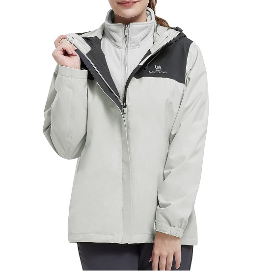 CAMEL CROWN Women's Ski Jacket 3 in 1 Snow Winter Coats Waterproof Windproof Fleece Hooded Jackets Mountain Snowboard Parka, only $39.99