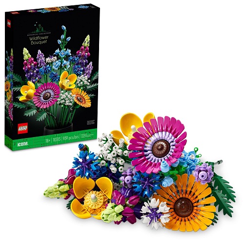 LEGO Icons Wildflower Bouquet 10313 Set - Artificial Flowers with Poppies and Lavender, Adult Collection, Unique Home Décor, Botanical Piece for Wife, Spring Flowers,  Only $47.9