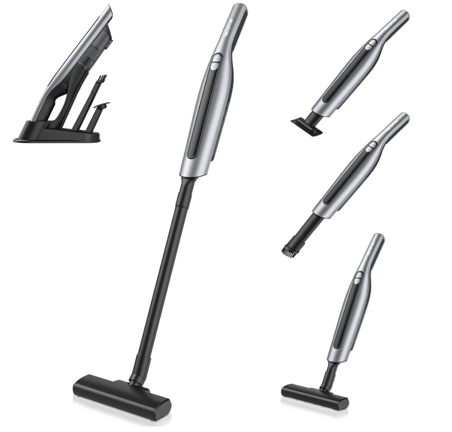 NEXPOW Cordless Stick Vacuum Cleaner, 4 in 1 Rechargeable Lightweight Handheld Vacuum Cleaner for Hard Floor Carpet Pet Hair Car, 7500mAh, New Black