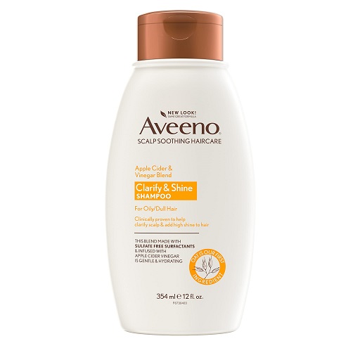 Aveeno Apple Cider Vinegar Sulfate-Free Shampoo for Balance & High Shine, Daily Clarifying & Soothing Scalp Shampoo for Oily or Dull Hair, Paraben & Dye-Free, 12 Fl Oz,  Only $5.69