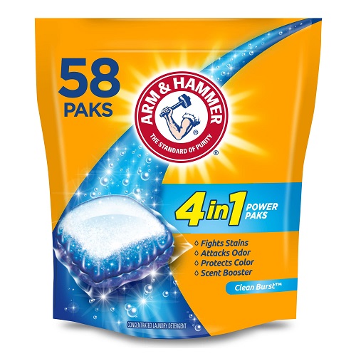 Arm & Hammer 4-in-1 Laundry Detergent Power Paks, 58 Count, List Price is $16.99, Now Only $7.76
