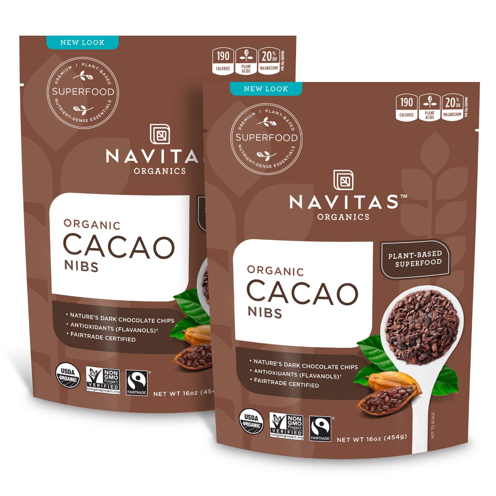 Navitas Organics Cacao Nibs 16oz. (2-Pack) 30 servings — Organic, Non-GMO, Fair Trade, Gluten-Free Chocolate 1 Pound (Pack of 2),   Only $28.42