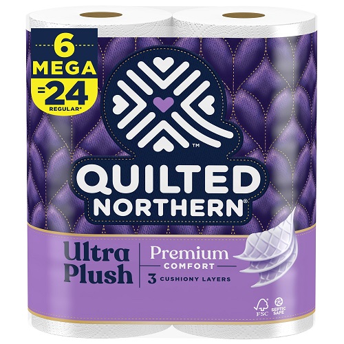 Quilted Northern Ultra Plush Toilet Paper, 6 Mega Rolls = 24 Regular Rolls ( packaging may vary ) White 1 Count (Pack of 6), List Price is $8.99, Now Only $4.69