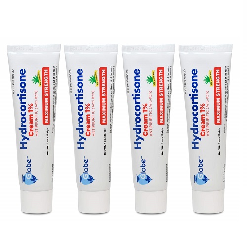 (4 Pack) Globe Hydrocortisone Maximum Strength Cream 1% w/Aloe, Anti-Itch Cream for Redness, Swelling, Itching, Rash, Bug/Mosquito Bites, Eczema, Hemorrhoids & More,  Only $6.97
