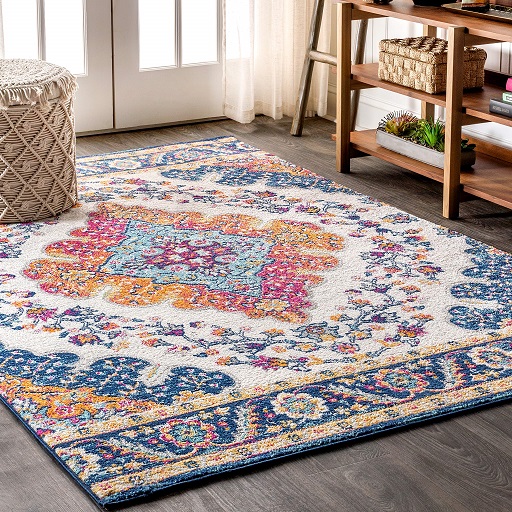 JONATHAN Y BMF106A-9 Bohemian Flair Boho Vintage Medallion Indoor Area-Rug Floral Easy-Cleaning High Traffic Bedroom Kitchen Living Room Non Shedding, 9 X 12, Blue Only $119.53