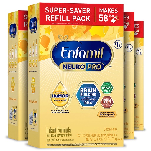 Enfamil NeuroPro Baby Formula, Infant Formula Nutrition, Triple Prebiotic Immune Blend, 2'FL HMO, & Expert-Recommended Omega-3 DHA, Perfect Choice, Non-GMO, 36.4 oz, 4 Count Only $179.99