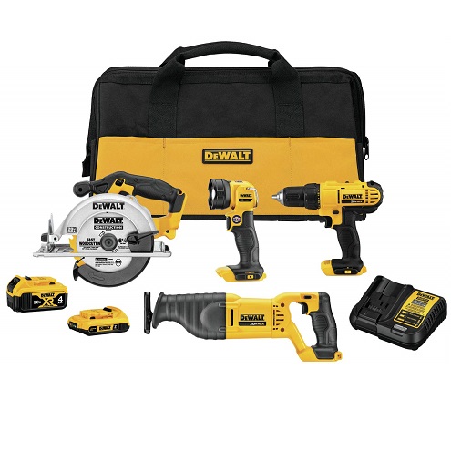 DEWALT 20V MAX Power Tool Combo Kit, 4-Tool Cordless Power Tool Set with Battery and Charger (DCK445D1M1), Only $259.00