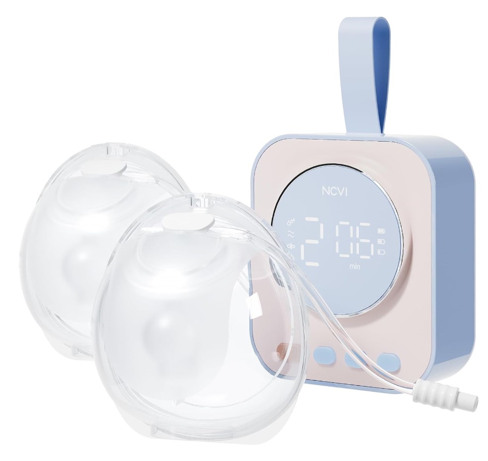 NCVI Hands Free Wearable Breast Pump, Portable Double Electric Pump, Combined with Strong Motor and Wearable Cups, 4 Modes 9 Levels, 21/24/28mm, Newly Breastfeeding Pump with Lightweight, Low Noise