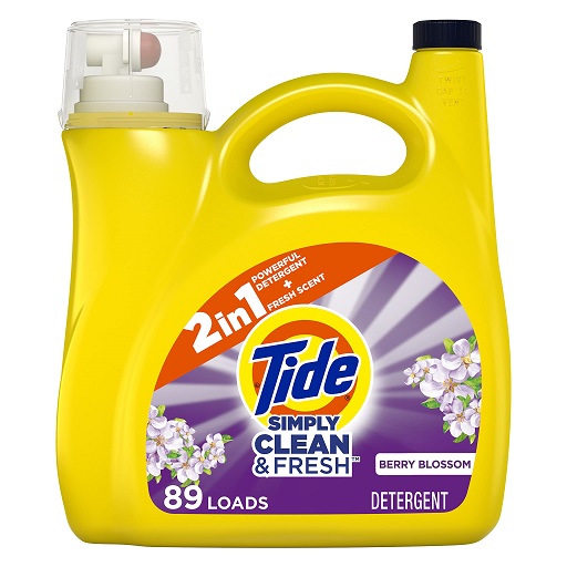 Tide Simply Liquid Laundry Detergent Berry Blossom, 89 loads, List Price is $10.99, Now Only $8.92