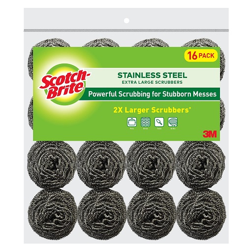 Scotch-Brite Stainless Steel Scrubbers, Durable, Ideal for Uncoated Cookware, 16 Scrubbers 16 Scrubbers Stainless Steel, Now Only $10.98