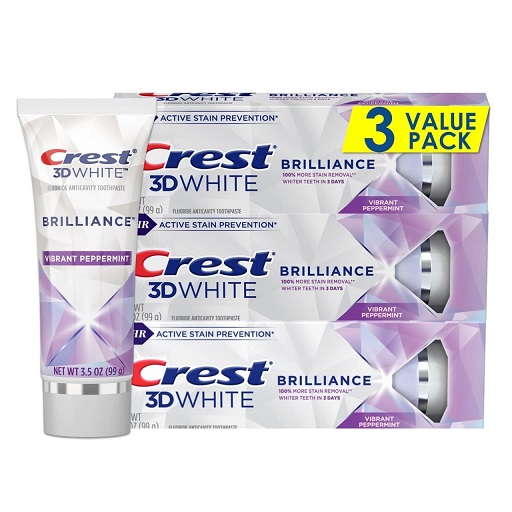 Crest 3D White Brilliance Teeth Whitening Toothpaste, Vibrant Peppermint, 3.5 oz, Pack of 3 3.5 Ounce (Pack of 3), Now Only $9.97
