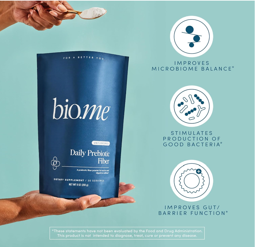 黑五好价！Bio.me 纯素益生元纤维补充剂，可促进胃肠道健康，非转基因，不含糖，9 OZ 30次用量，现仅售 $24.5 （30% off）！