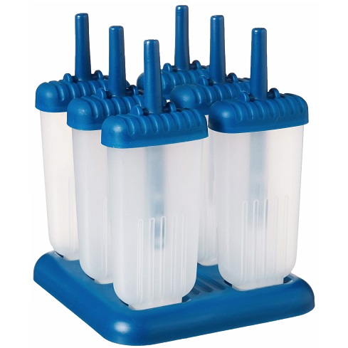 ​Tovolo Groovy Popsicle Molds (Set of 6) - Mess-Free Plastic Ice Pops with Reusable Sticks & Drip-Guard for Freezer Snacks/Dishwasher-Safe & BPA-Free,Blueberry, List Price is $10.99, Now Only $8.37