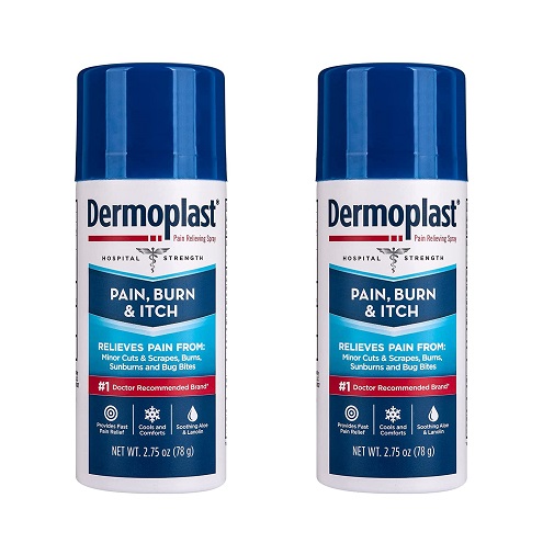 Dermoplast Pain, Burn & Itch Relief Spray for Minor Cuts, Burns and Bug Bites, 2.75 Oz, Pack of 2 (Packaging May Vary) Relief Spray (2 Pack), List Price is $14.99, Now Only $11.39
