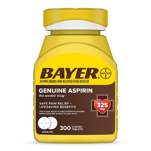 Bayer Genuine Aspirin 325 mg, Pain Reliever and Fever Reducer, Powerful Pain Relief of Headache, Muscle Pain, Minor Arthritis Pain, Back Ache, Toothache, and Menstrual Pain, 300Tablets,  Only $11.90