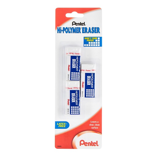 Pentel Hi-Polymer Large Block Eraser, 3 Pack (ZEH10BP2F) 3 Pack Large Block Eraser White, List Price is $10, Now Only $1.64, You Save $8.36