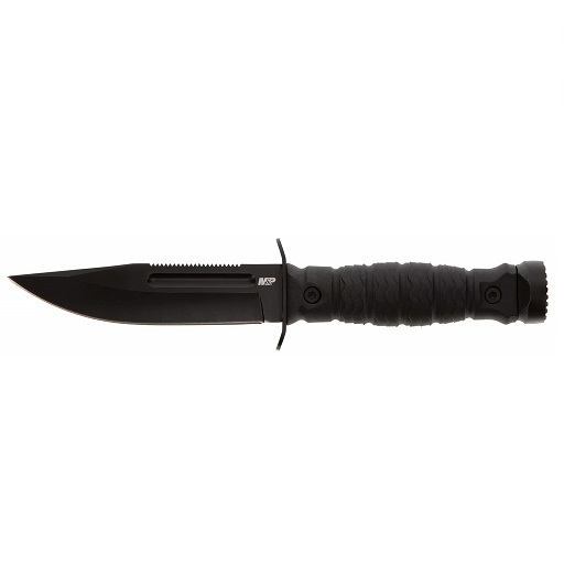 Smith & Wesson M&P Special Ops High Carbon S.S. Full Tang Fixed Blade Survival Knife with Clip Point, Rubberized Handle, Sawback and Pommel for Outdoor and Tactical,Black,   Only $19.20