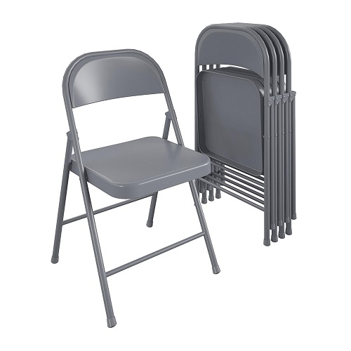 CoscoProducts COSCO SmartFold All-Steel Folding Chair, 4-Pack, Grey Grey All-Steel, List Price is $109.99, Now Only $56.79