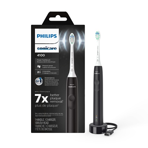 Philips Sonicare 4100 Power Toothbrush, Rechargeable Electric Toothbrush with Pressure Sensor, Black Black New 4100, List Price is $49.96, Now Only $29.99, You Save $19.97
