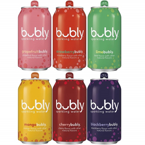 bubly Sparkling Water, 6 Flavor Variety Pack, 12 fl oz Cans (18 Pack), zero calories & zero sugar 6Flavor Variety Pack, List Price is $13.79, Now Only $5.69