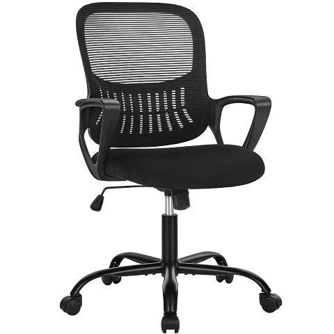 Sweetcrispy Office Computer Desk Managerial Executive Chair, Ergonomic Mid-Back Mesh Rolling Work Swivel Chairs with Wheels, Comfortable Lumbar Support, Now Only $35.99
